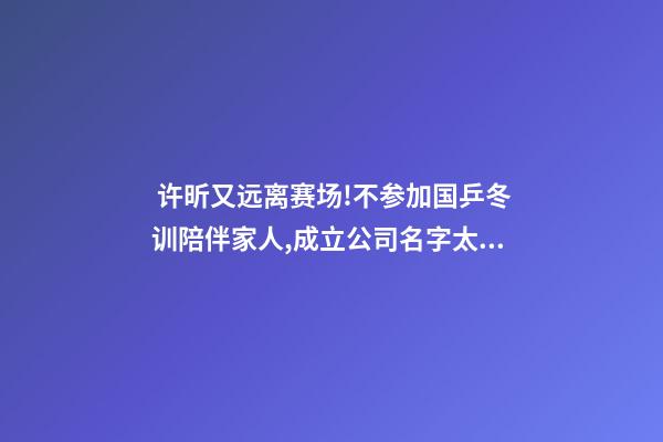 许昕又远离赛场!不参加国乒冬训陪伴家人,成立公司名字太有特色-第1张-公司起名-玄机派